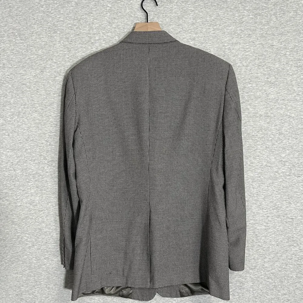 Vintage Hart Schaffner‎ Marx Houndstooth Sport Jacket Blazer Mens 42R USA Black